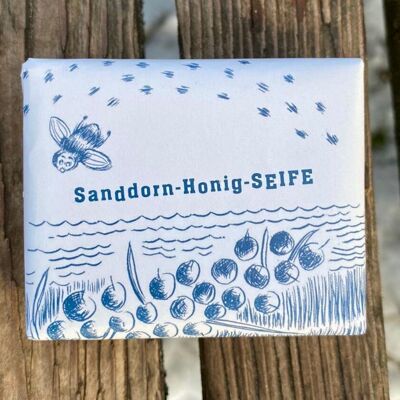 Handgemachte Sanddornhonig-Seife