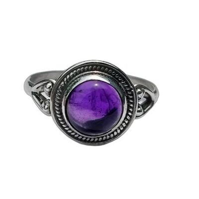 Einzigartiger, handgefertigter Vintage-Ring aus 925er Sterlingsilber mit violettem Amethyst