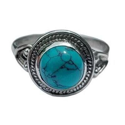 Handgefertigter Ring aus 925er-Sterlingsilber mit blauem Türkis und Geburtsstein Dezember