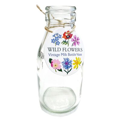 School milk bottle vase - Wild Flowers