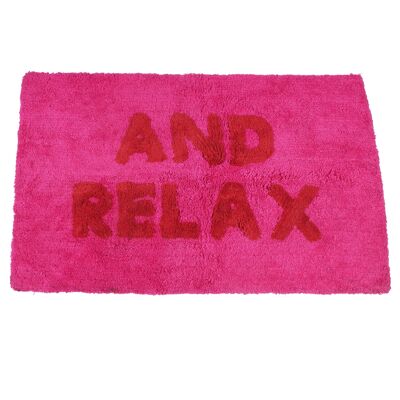 Getuftete Badematte aus Baumwolle – „AND RELAX“ rosa