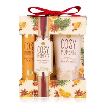 Coffret de soins COSY MOMENTS avec crème pour les mains et baume à lèvres