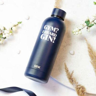 Water Bottle/Thermos - Gym? I heard gin! (navy) 500ml