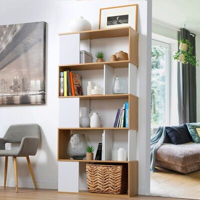 Bookcase Decor White and Oak - H173.5 cm