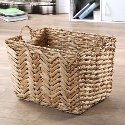 Panier haut en jacinthe d'eau grand modèle - L52xH37 cm