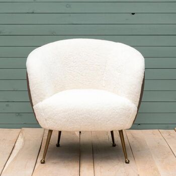 Fauteuil mouton blanc et cuir Sikkim 5