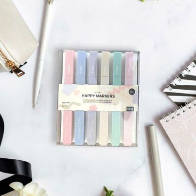 Happy markers - Highlight your adventures with pastel colors (6pcs)