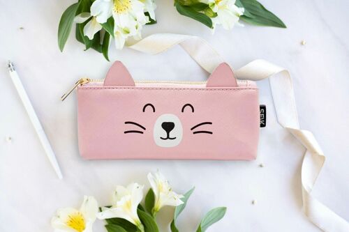 Pencil Case - happy cat (pink)