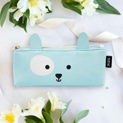 Pencil Case - happy puppy (blue)