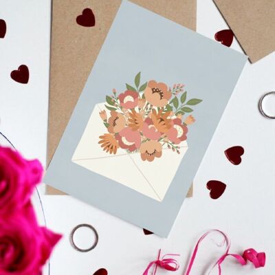 Postcard - Enveloped Blooms (pink)