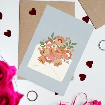 Postkarte - Umhüllte Blüten (rosa)