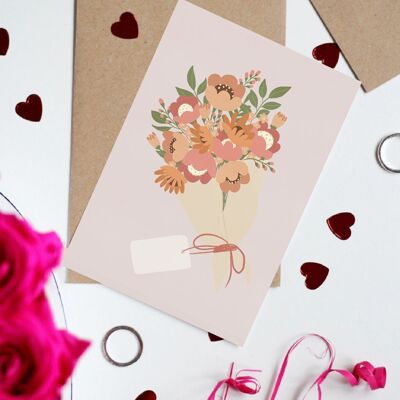 Postkarte - Rosa Blumenstrauß