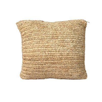 La Housse de Coussin Raffia Flores Carrée - Naturel - 40x40