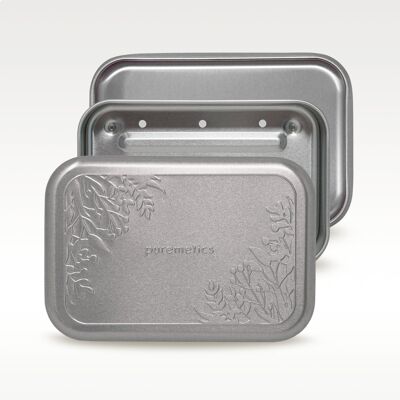 Seifenbox mit Abtropfeinsatz 'Matt-Silber Floral'