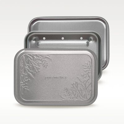 Soap box with drainer 'Matt Silver Floral'