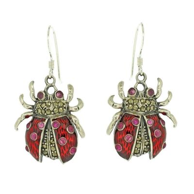 Enamel Ladybird Earrings and Presentation Box