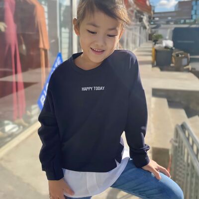 Cotton sweatshirt with message and bottom shirt for girls