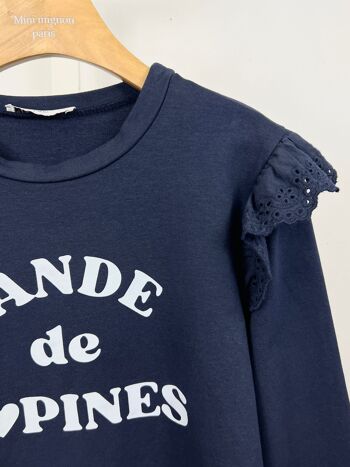 Sweat en coton à message imprimé et volants pour fille 4