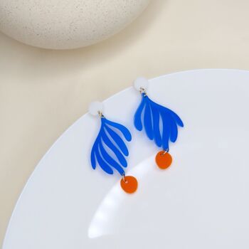 Boucles d'oreilles feuille florale Matisse en acrylique 3