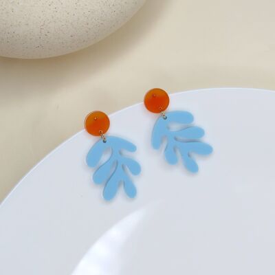 Matisse floral acrylic earrings in light blue