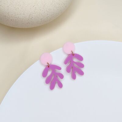 Pendientes Matisse de acrílico floral en violeta