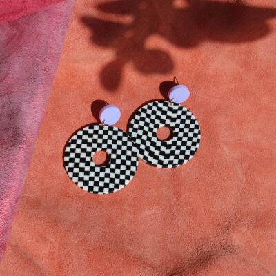 Checkered Donut Statement Earrings