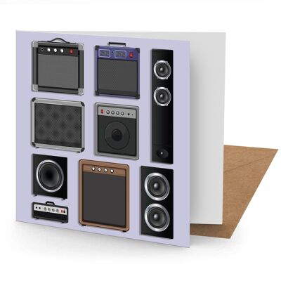 Music Speakers Greetings Card (150x150 blank)