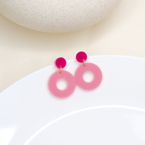 Colorblock Circle Ohrstecker in pink & rosa