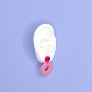 Boucles d'oreilles à clous cercle colorblock en rose et rose 2