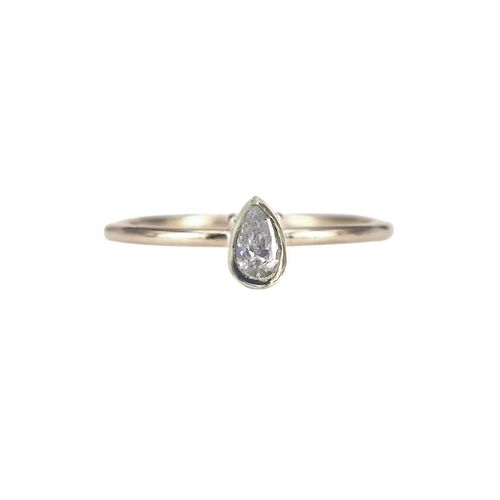 Cassiopeia Pear Diamond Solitaire Silver Ring