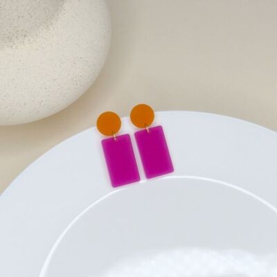 Orange Lilac Statement Earrings