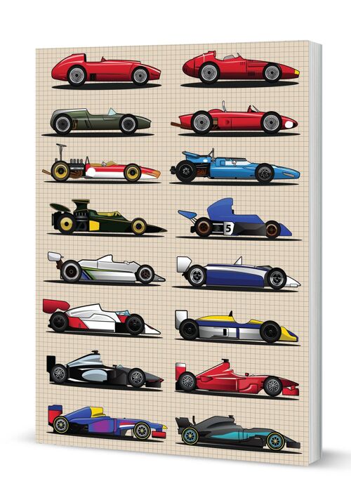 Grand Prix Racing Cars Softback Notebook (A5 120 Page Lined)