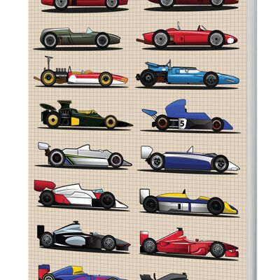 Quaderno con copertina morbida Grand Prix Racing Cars (A5, 120 pagine a righe)