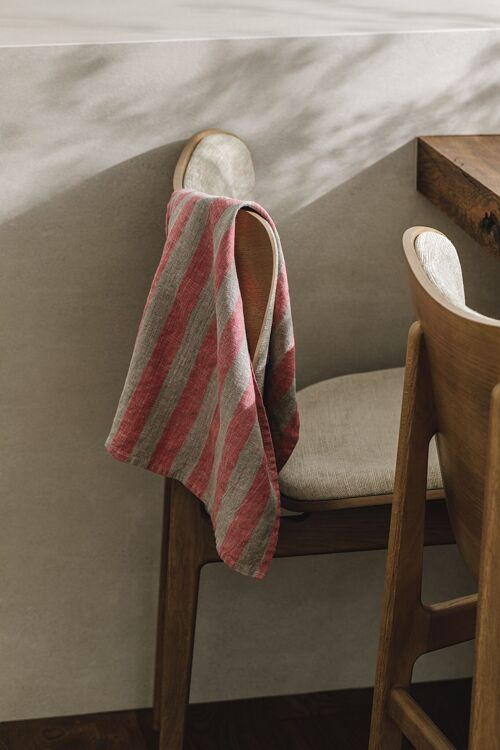 Linen Tea towel (dish towel) / Pink stripes