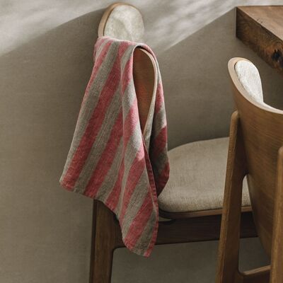 Linen Tea towel (dish towel) / Pink stripes