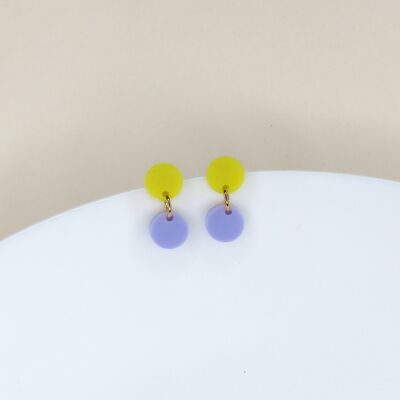 Boucles d'oreilles Dotty en acrylique jaune lilas