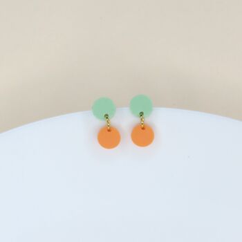 Boucles d'oreilles Dotty en acrylique vert clair orange clair 1