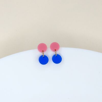 Dotty acrylic earrings in pink deep blue