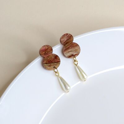 Bronze Pearl Stud Earrings