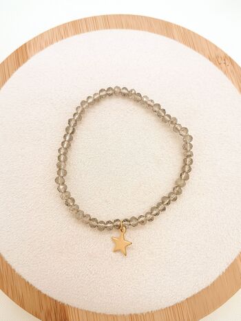 Bracelet élastique avec cristaux gris et pendentif étoile 2