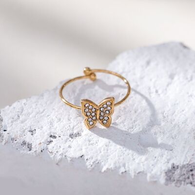 Butterfly adjustable golden ring