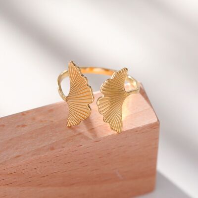 Golden ring adjustable from the front ginkgo flower
