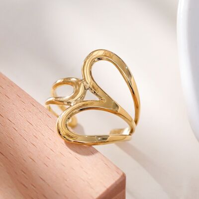 Anillo dorado ajustable triple petalo