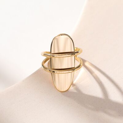 Double line oval adjustable golden ring