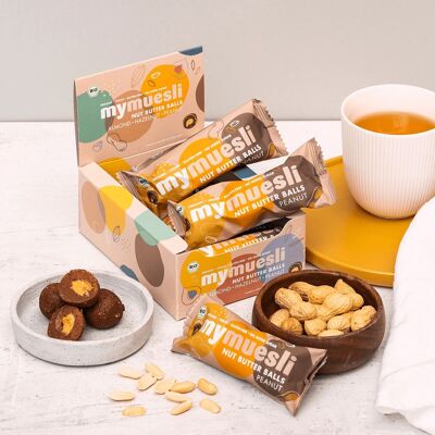 mymuesli nut butter balls, peanut, box of 7, organic