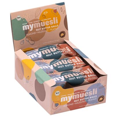 bolas de mantequilla de nuez mymuesli, avellana, caja de 7, orgánico