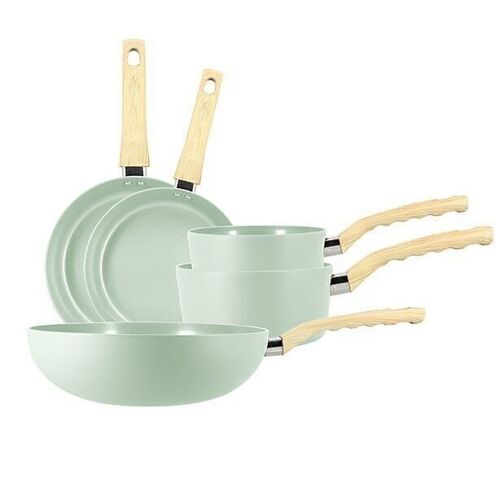 Set 5 pièces celadon
casserole poêle wok
en aluminium induction