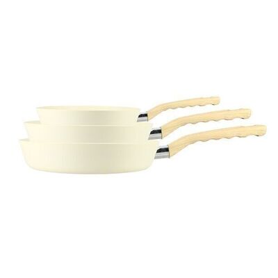 Set of 3 cream frying pans
compatible aluminum
induction 20/24 and 28cm