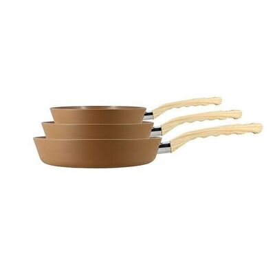 Set di 3 padelle per nocciole
realizzato in alluminio compatibile
induzione 20/24 e 28 cm