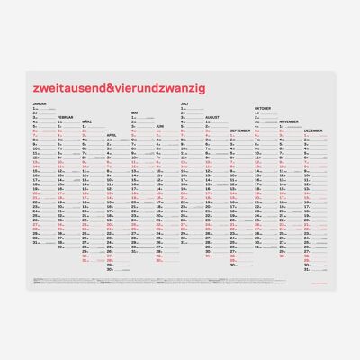 two thousand&twenty four - A1 wall calendar 2024 - coral